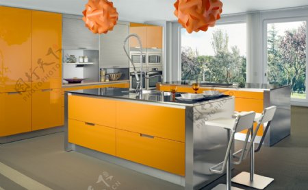 黄色调厨房设计图片