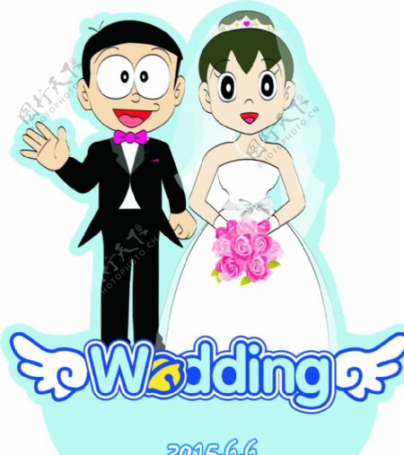 主题婚礼大雄静香卡通人物图片