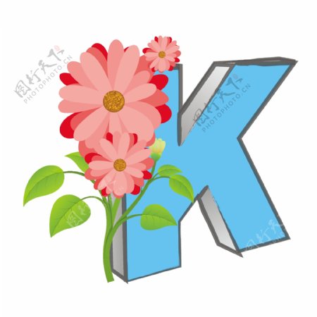 花卉矢量K字母