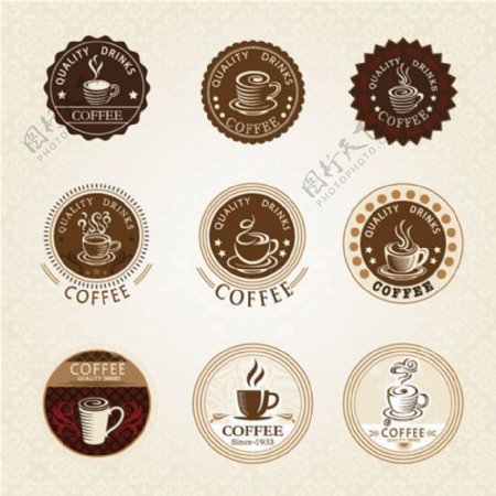 复古优质咖啡标签矢量素材下载