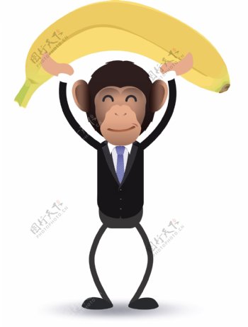 猴子举着香蕉插图背景