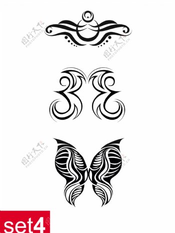 创意抽象蝴蝶纹身图案
