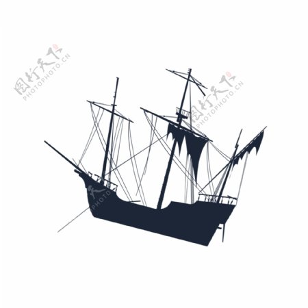 黑色剪影帆船