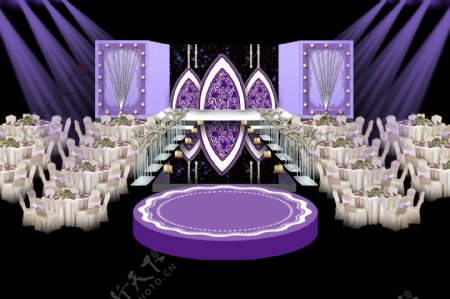 欧式紫色婚礼主舞台