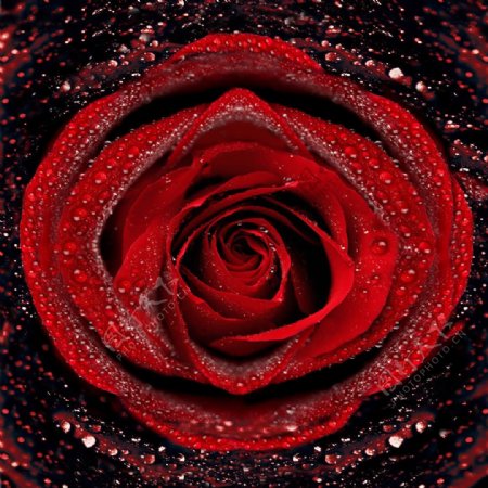红色水珠玫瑰花图片