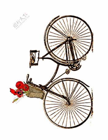 鲜花复古自行车