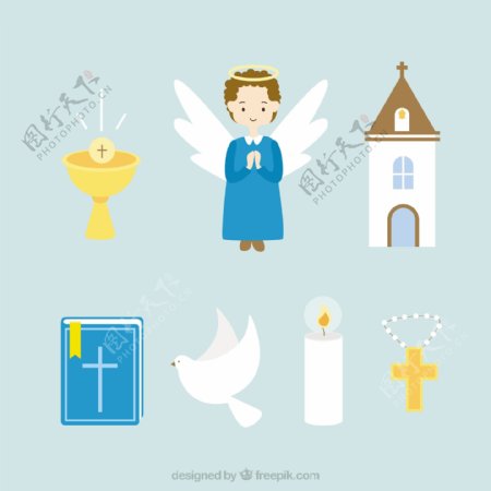 天使和各种宗教元素插图
