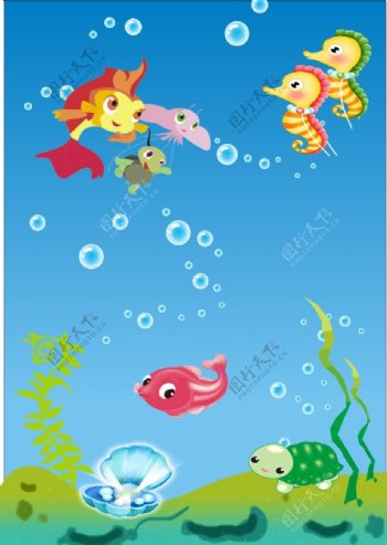 海底世界小鲤鱼背景