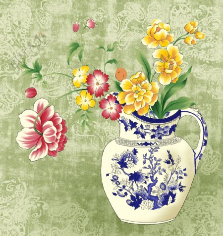 花瓶装饰画鲜花