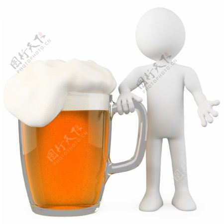 3D小人与啤酒图片