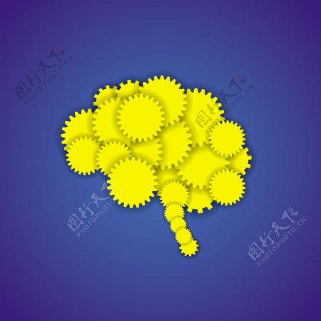 用齿轮制造的黄色大脑