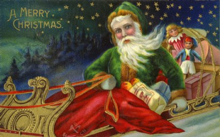 驾着马车的圣诞老人图片