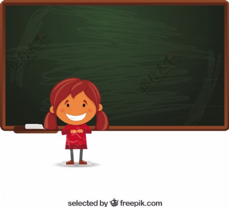 女孩和一个黑板