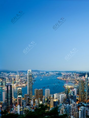 香港维多利亚港天空蓝天