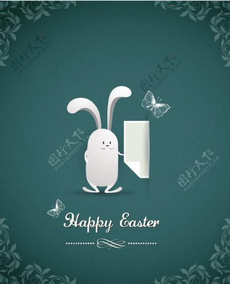 复活节插画矢量与复活节兔子