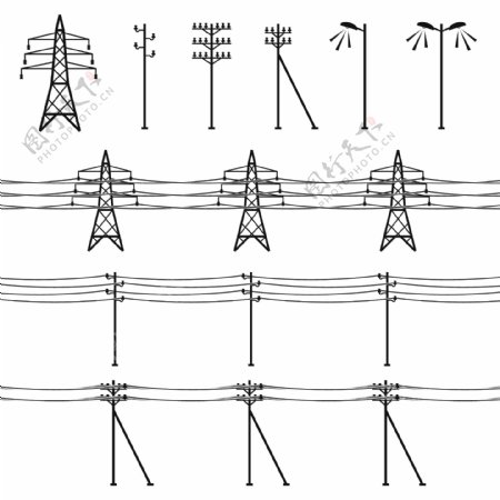 电线杆与输电塔