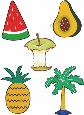 热带卡通水果