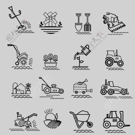 农业机械工具图标
