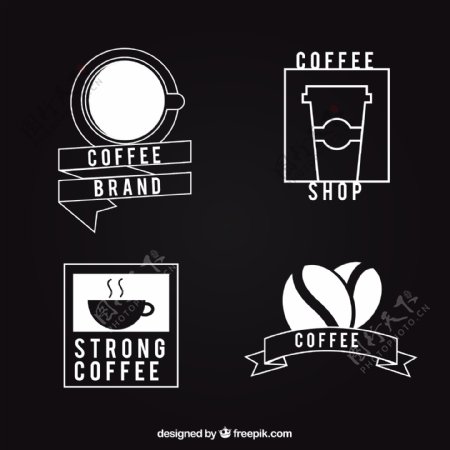 咖啡在黑色背景上的标志
