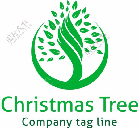 标志着一个绿色的圣诞树