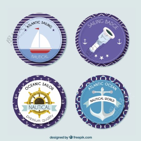 平面设计中的圆形航海徽章