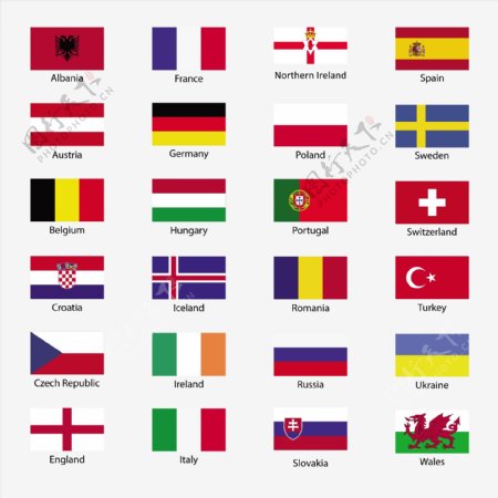 欧洲杯各国国旗