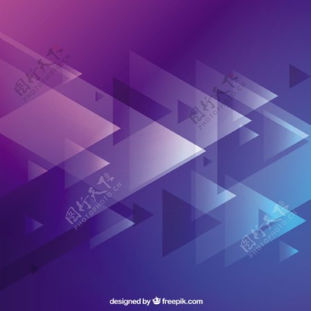 背景是紫色和蓝色的三角形