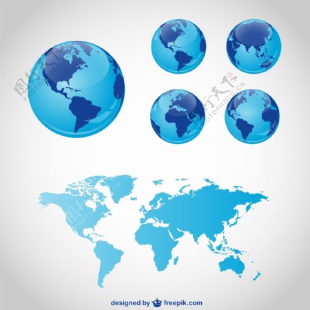 蓝色的地球仪和世界地图