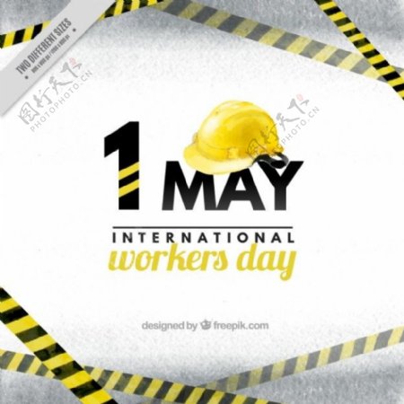 工人日背景与黄色头盔