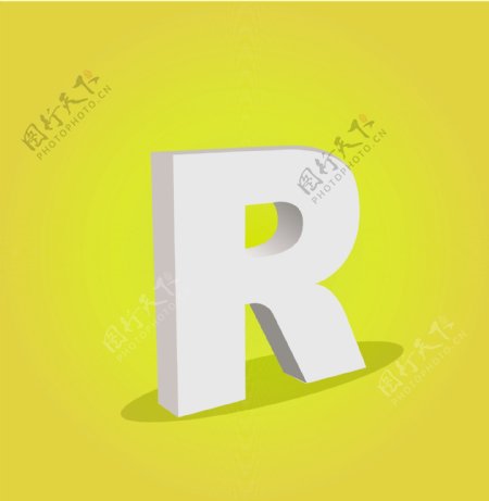 三维矢量字母R文本