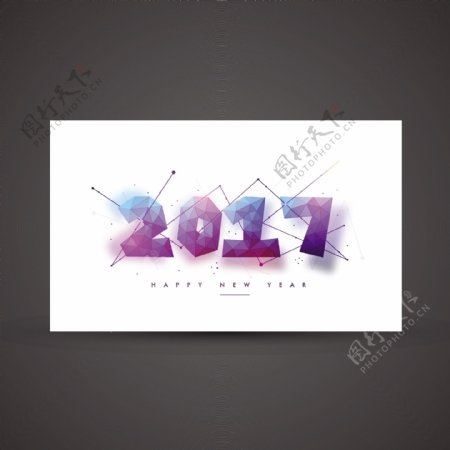 多边形卡在蓝色和紫色的新年色调