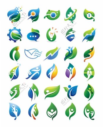 绿色叶子logo设计