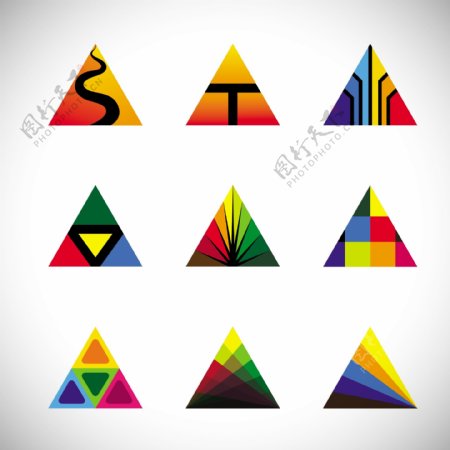 多彩的抽象三角形集合