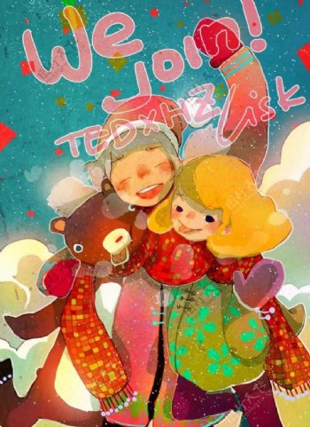 韩国可爱儿童插画图片