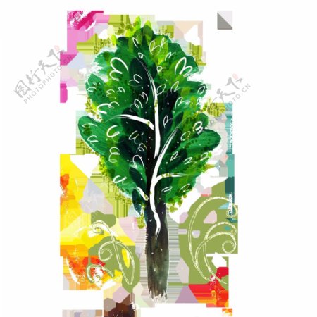 创意手绘树木装饰图案