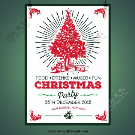 红色圣诞树海报
