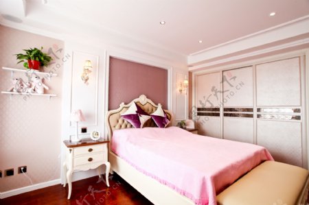 粉色卧室背景墙设计图