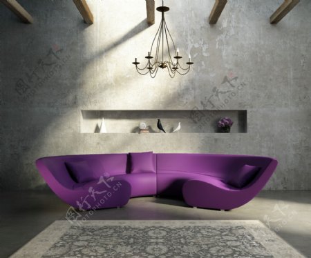创意时尚的紫色沙发图片