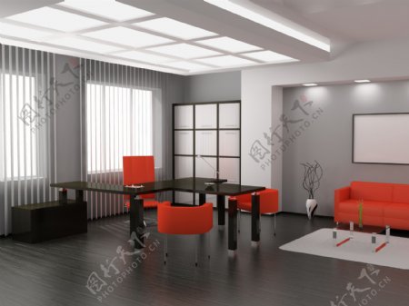 红色沙发客厅效果图图片