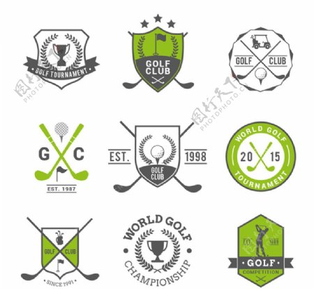高尔夫俱乐部标签标志矢量图
