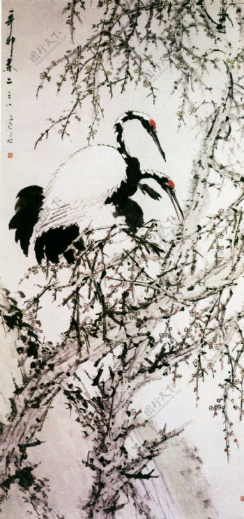 梅鹤图花鸟画中国古画0580