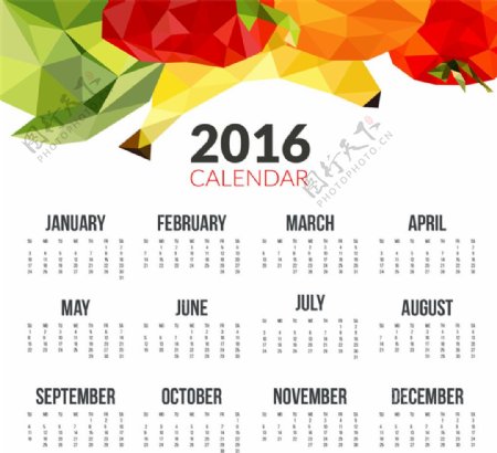 2016年水果年历矢量素材