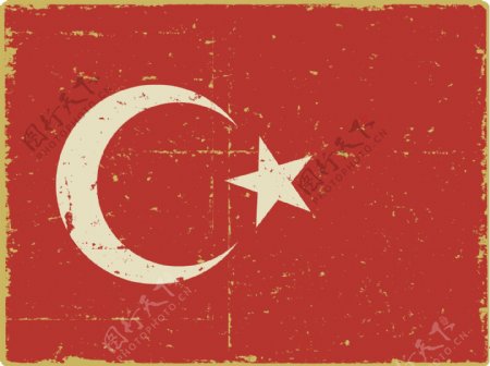 怀旧土耳其国旗背景
