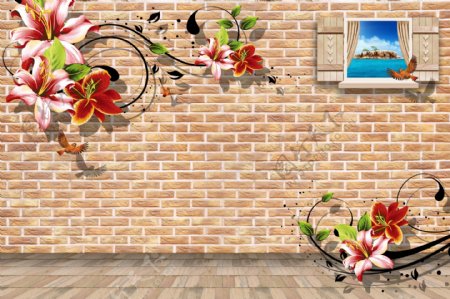 花纹砖墙背景墙