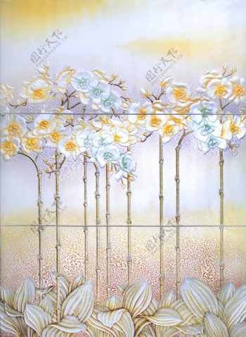 花瓣浮雕背景墙
