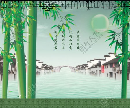 绿色竹子背景墙
