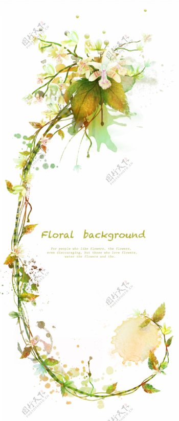 花卉植物藤蔓装饰背景PSD素材