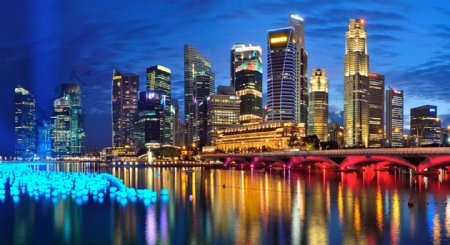 新加坡五彩缤纷夜景建筑