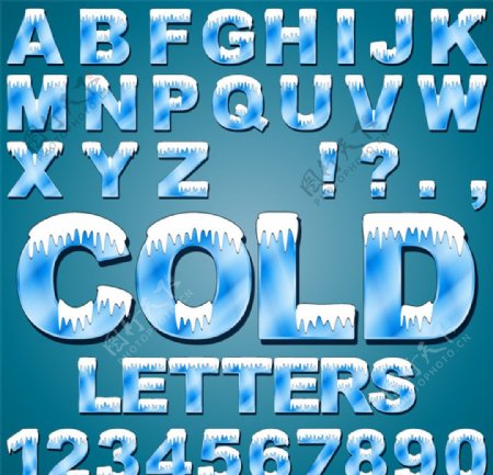 冰冻字母与数字矢量素材