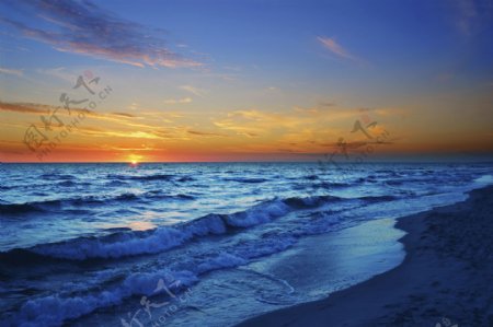 黄昏海滩风景图片素材